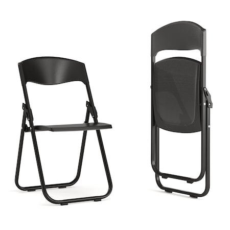 Flash Furniture Black Plastic Folding Chair, PK2 2-RUT-I-BLACK-GG